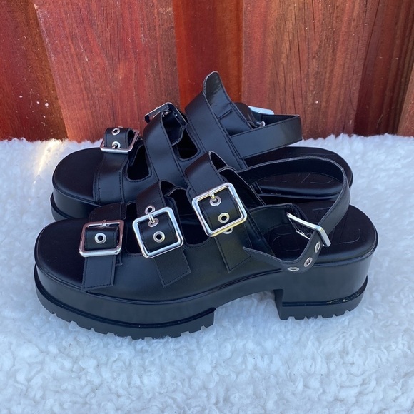 Zara Women Platform Track Sole Sandals Buckles Size 40 - Picture 4 of 12